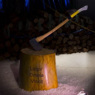 The Labor Omnia Vincit chopping block