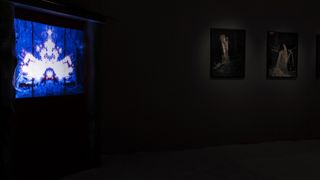The video projected in the darkened installation